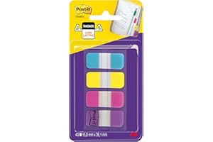 Post-it Index - Pack de 4 x 10 marcadores mini rígidos, colores agua, amarillo, rosa y violeta