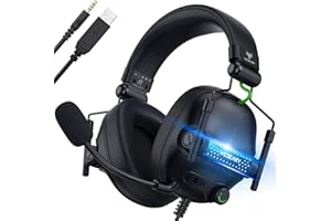 WESEARY WG3 Gaming Headset, PS5 Headset Noise Canceling, Stereo Gaming Headphones with Microphone for PS4/PS5/PC/Xbox One/Switch, Headset with Soft Memory Earmuffs, 3.5mm Jack, RGB Light