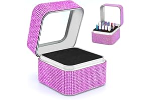 ANKEY PortaFrese per Unghie - Scatola Organizzatrice Antipolvere con 30 Postazioni e Cristalli - Contenitore Display per Trapano Manicure