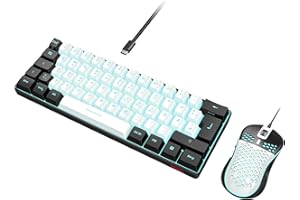‎REDTHUNDER RedThunder K62 60% Verkabelte Gaming Tastatur und Maus Set, QWERTZ DE Layout, Ultraleichte mit Wabenkonstruktion für PC MAC PS5 Xbox Gamer (Weiß - Schwarz)