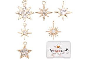 Beebeecraft 1 Boîte 6Pcs 3 Style Lune Charms