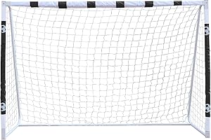 FUNJEPE 10ft x 6.5ft Portable Steel Football/Soccer Goals Dia 60mm Thick PVC Goal Posts for Outdoors Garden Training with Rot-Proof Football Net