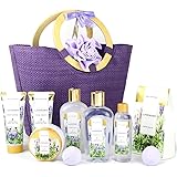 Spa Luxetique Spa Gift Set, 10pcs Lavender Bath Gift Set, Pamper Gifts for Women, Relaxing Shower Set with Bubble Bath, Body 