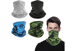 LANZN 4Pcs Snoods for Men Neck Tube Snood Half Face Balaclava Face Cover Summer Multifunctional Headwear Bandana Face Masks Windproof Snood Silk Scarf Motorcycle Cycling Mask Breathable for Women Camping