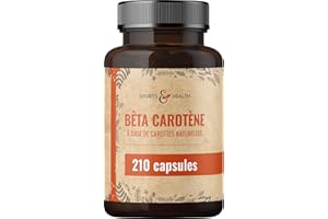 CDF SPORTS & HEALTH SOLUTIONS Capsules de Bêta-Carotène Issues de Carottes Naturelles – 210 Gélules Bronzantes – 7 mg de Bêta-Carotène par Gélule – Pack Économique – Bronzage Intensif de l’Intérieur