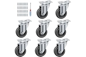 AMIGOB 8 Stück Lenkrollen,Ø50mm Schwerlastrollen,gummi Möbelrollen,Transportrollen mit 32 Schrauben,Räder für möbel, Tragkraft 50kg pro Lenkrolle