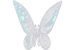 Aunaeyw Light Up Fairy Wings für Mädchen Frauen Sparkly Sheer Elf Angel Wings Dress Up Halloween Cospaly Schmetterling Fariy Wings Kostüm