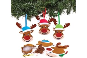 Baker Ross Kits de décorations Rennes à Coudre (Paquet de 3) - Loisirs créatifs et Accessoires de Noël pour Enfants AT181