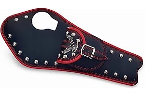 ‎BIKEMASTERSUK MOTORCYCLE PARTS & ACCESSORIES BMUK XV535 Motorrad-Kraftstofftank-Gürtelblende aus Leder mit Tasche, kompatibel mit XV 535 Virago | Virago 535 (Nieten, Rot)