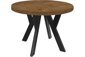‎DEKORI MÖBEL Dekori Möbel Runder Ausziehbarer Tisch für Esszimmer mit Holzbeinen, Pero, Loft-Stil, Skandinavische, Durchmesser Varianten: von 90 bis 220 cm (Eiche Lefkas/Schwarz, 120/220 cm)