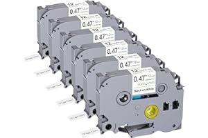 ‎YUANQIMM Yuanqimm Kompatibel TZe-231 Tze231 Tz-231 Tz231 für Brother P-touch Bänder 12mm Schwarz auf Weiß Schriftband für PT-D400 PT-H100LB PT-H105 PT-D200 PT-1000 PT-H110 PT-H101 PT-H107B PT-D210, 6er Pack
