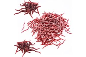 Senvenelec 150 lombrices de tierra artificiales, silicona suave biomimetic, zorras, señuelos de pesca de gusanos, simulación roja, 150 unidades.