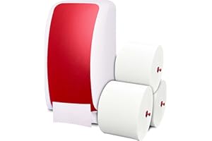 ‎BLANC HYGIENIC Cosmos Toilettenpapierspender Doppelrollen Set - 1 Spender für Cosmos Toilettenpapierrollen + 2.880m Toilettenpapier- 3 lagig - Ultra ERGIEBIG wie 208 übliche Rollen - Wandmontage, Weiß/Rot