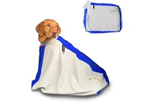 TAIL BLAZERS™ Quality Dog Drying Bag To Keep Your Dogs Dry & Warm After Bathing Or Walk. Protects Home & Car From Wet & Mud. Extra Soft Microfibre Towel Bags. Grooming Accessories(M Plus/Grey)