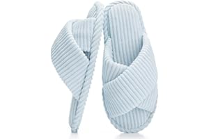 GOEWY Damskie kapcie z pianki z pamięcią kształtu, sztruksowe buty do sypialni, otwarte palce, kokarda z paskiem poprzecznym, antypoślizgowa podeszwa. Wygodny modny slide jako stylowy prezent.