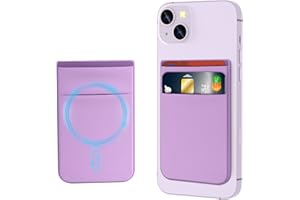 imluckies Cartera Magnética Compatible con MagSafe Wallet para iPhone 16 15 14 Pro MAX Plus, Slim Doble Bolsillo de Tela Elástica Credit Card Holder para iPhone 12 13 Pro MAX Mini, Morado