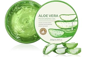 ZYNXEL Aloe Vera Gel, 300ml Aloe Vera Gel Bio für Gesicht,Ideal für Sonnenbrand Reparieren, trockene strapazierte Empfindliche Haut - für Gesicht, Haare und Körper
