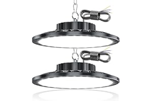 TASINUO Eclairage LED Garage 100W 2 Pièces, 10000LM UFO Plafonnier LED Garage, IP65 Imperméable Lampe Exterieur, 7000K Blanc Froid Eclairage Atelier pour Entrepôt, Atelier, Sous-sol, Usine