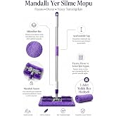 Krafz Home Mandallı Mop &ndash; Teleskopik Saplı Yer Temizlik Mopu, Fayans, Seramik, Duvar ve Cam Temizliği i&ccedil;in, İstediğin Bezi Ta