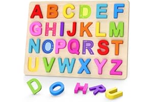 WEITAPYT ABC Buchstaben Puzzle, Holzpuzzle Spielzeug 26 Bunt Alphabet Lernen Groß Buchstabenspiel Montessori Puzzle Early Learning Pädagogisches Spielzeug für Kleinkinder und Vorschulkinder