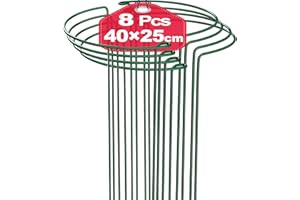 TOYPOPOR Lot de 8 Tuteur pour Plante 25cm x 40cm, Aidez Vos Plantes à Pousser, Supports de Jardin en Métal, Anneau de Support de Plantes de Jardin Vert pour Pivoines Hortensias Roses Sédum Légumes Tomates