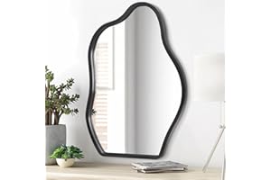 LZUSO Asymmetrical Wall Mirror With Wood Frame Irregular Modern Hanging Mirrors for Wall for Vanity Living Room Bedroom Bathroom Entryway Hallway Modern Unique Decorative Artistic