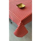 Dertsiz Masa &Ouml;rt&uuml;s&uuml; P&ouml;tikare Desenli Duck Keten 150 x 180 cm (Kırmızı)