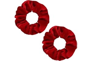 WLLHYF 2 elastici per capelli in velluto rosa, di grandi dimensioni, graziosi, per ragazze e donne, regali di Natale, braccialetti per coda di cavallo, accessori per capelli (rosso)