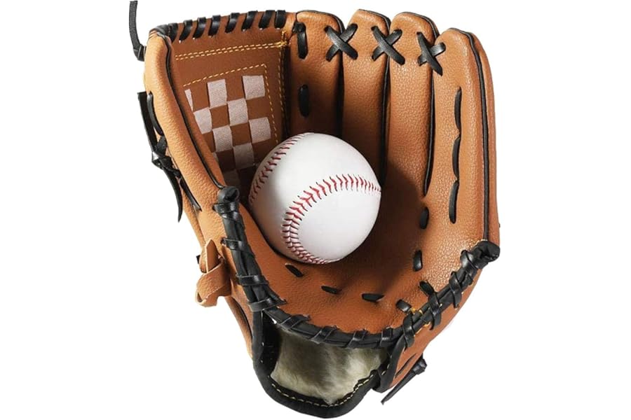 Wonninek Baseball Glove Sports Batting Gloves with Baseball PU Leather Adjustable and Comfortable 10.5 inch 11.5 inch 12.5 inch Right Hand Throw, Left Hand Glove