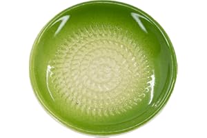 Kaladia Keramik Reibeteller/Keramikhobel Unifarbend - ideal für Ingwer, Parmesan etc. - in Grün - Durchmesser: 12 cm - handgemacht & handbemalt - Made in Spain