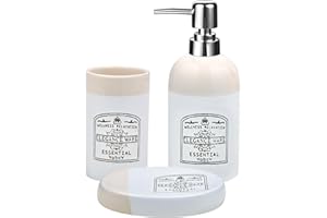 YABCY Modernes weißes Badezimmer-Set, 3-teilig, wesentliche Wellness-Entspannung, Eleganz, für Arbeitsplatten-Zubehör, bestens organisiert