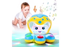 AIERRSON Toddler Toy Baby Toys 6 Months Plus, Sensory Toys for Baby Toys 6 to 12 Months, Octopus Light Up Toys with Music for Learning Fine Motor Skills, Crawling Toys for 1 2 3 4 Year Old Boy Girl Gifts