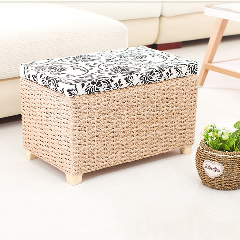 Lagerung Hocker Rattan-Gras-Speicher-Schemel/Kleidungs-Buch