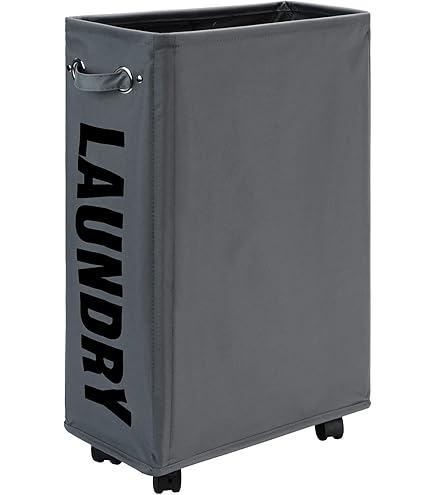 Cestino Per Lavanderia Pieghevole - 2 Scomparti Lights E Darks, In Metallo, Grigio/Bianco - Foto 8