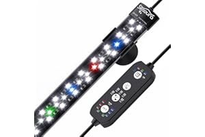 SEAOURA Oświetlenie LED do akwarium z cyklem 24/7, światło akwarium z timerem, automatyczne włączanie/wyłączanie, pełne spektrum + 7 pojedynczych kolorów, 10 poziomów jasności, do akwarium (58 cm)