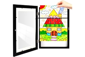 Czemo Dziecięca ramka z otworem A4, ramka na zdjęcia artystyczne, dla dzieci, sztuka artystyczna, ramka na zdjęcia dla dzieci, do przedszkola, na lekcje sztuki, czarna