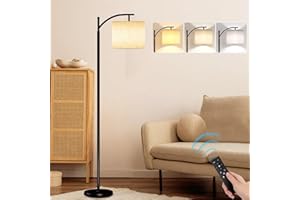 TONGLIN Lampadaire avec Télécommande et Ampoule Dimmable sans Paliers, Lampadaire sur Pied Salon avec Abat-Jour Suspendu Réglable et Interrupteur à Pied, Lampe Salon pour Chambre à Coucher, Bureau