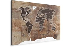 Cuadros B&D XXL - Cuadro en Lienzo 120x80 cm Poster Mapa del Mundo 1 pieza - Impresión en material tejido no tejido cuadros decoracion salon modernos lienzos decorativos dormitorios - k-C-0050-b-d