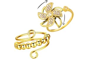 XiXiRan Anello Antistress Regolabile per Donne - Accessori Fashionistici Vintage in Oro