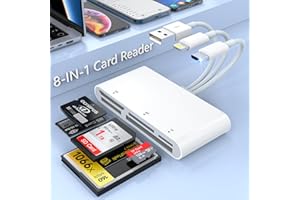 ROCKETEK Lector de Tarjetas SD/Micro SD para iPhone,5 en 3 Conector (USB+USB-C+Lightning) Lector de Tarjetas de Memoria Múltiple para SD/Micro SD/MS/CF/XD/MS,Lector SD para iPhone/iPad/MacBook/Samsung/Android