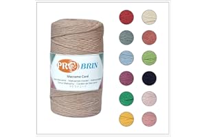 PROBRIN Cuerda de macromé de algodón color beige pastel 3 mm x 165 m artesanía colgante de pared hogar jardinería embalaje de regalo bricolaje peinado para trenzado bricolaje color trenzado