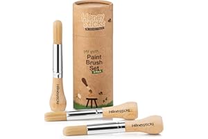 Honeysticks My First Paint Brush Set - 3 Pack. Perfect First Paint Brushes for Baby, Toddler. Jumbo Paint Brushes for Toddlers with a Chubby Wood Handle for Easy Grip. Handy Storage Container. Vegan.