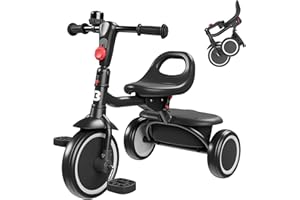 besrey Kleinkinder-Dreirad mit Klingel, Kinderdreirad Alter 18 Monate BIS 5 Jahre, Kinderdreiräder, Kleinkinderfahrräder für 1-3-Jährige, Kleinkinderdreiräder für 2-4-Jährige, Schwarz