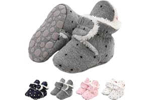 Aisprts Chaussures Bébé, Chausson Bébé Unisexe Fond Souple Antidérapant Nouveau-né Bébé Hiver Bottines Doublure Cosy Fleece Chaude Chaussures Premiers Pas pour Bébé, Chaussure Bebe pour 0-18 Mois