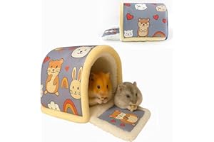 Colenumone Guinea Pig House - Cama y escondite para Conejillos de Indias, hámsters y Otros Animales pequeños de Felpa cálida | Acogedor Nido de Cueva para Dormir Lavable (S)