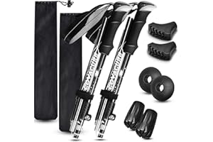 COVACURE Walking Poles - 2 Pack Lightweight Collapsible Walking Sticks for Hiking, Camping & Backpacking- 7075 Aluminum Foam Grip & Padded Strap