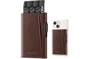 VULKIT Card Holder Magsafe Wallet with Magnetic, Slim Leather Pop Up Credit Card Holder RFID Blocking, Compatible with iPhone 14/13/12 Series (braun)