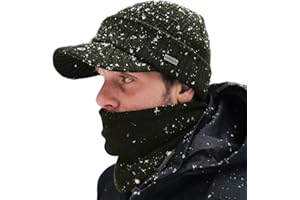 Comhats PolarWool™ Winter Beanie Hat and Scarf Set Men Merino Wool Knitted Wooly Hats with Peak Visor Warm Golf Hats & Thermal Snood Fleece Neck Warmer