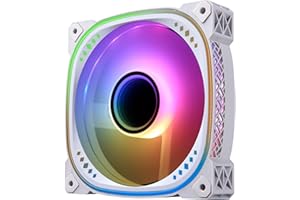 GOLDEN FIELD LG-II ARGB 120mm PC Case Fan Hola White Gaming PC Cooling Fan Halo SYNC Addressable RGB Quiet Fan for Computer Case Colorful Inner and Outer Frames Lighting(White)