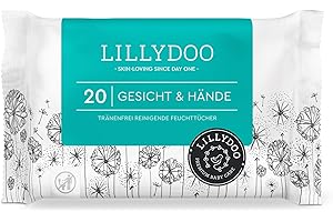 Lingettes visage et mains LILLYDOO, 20 pièces, tissu 100% sans plastique et sans parfum